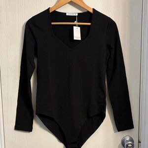 Mango Black Long Sleeve Bodysuit